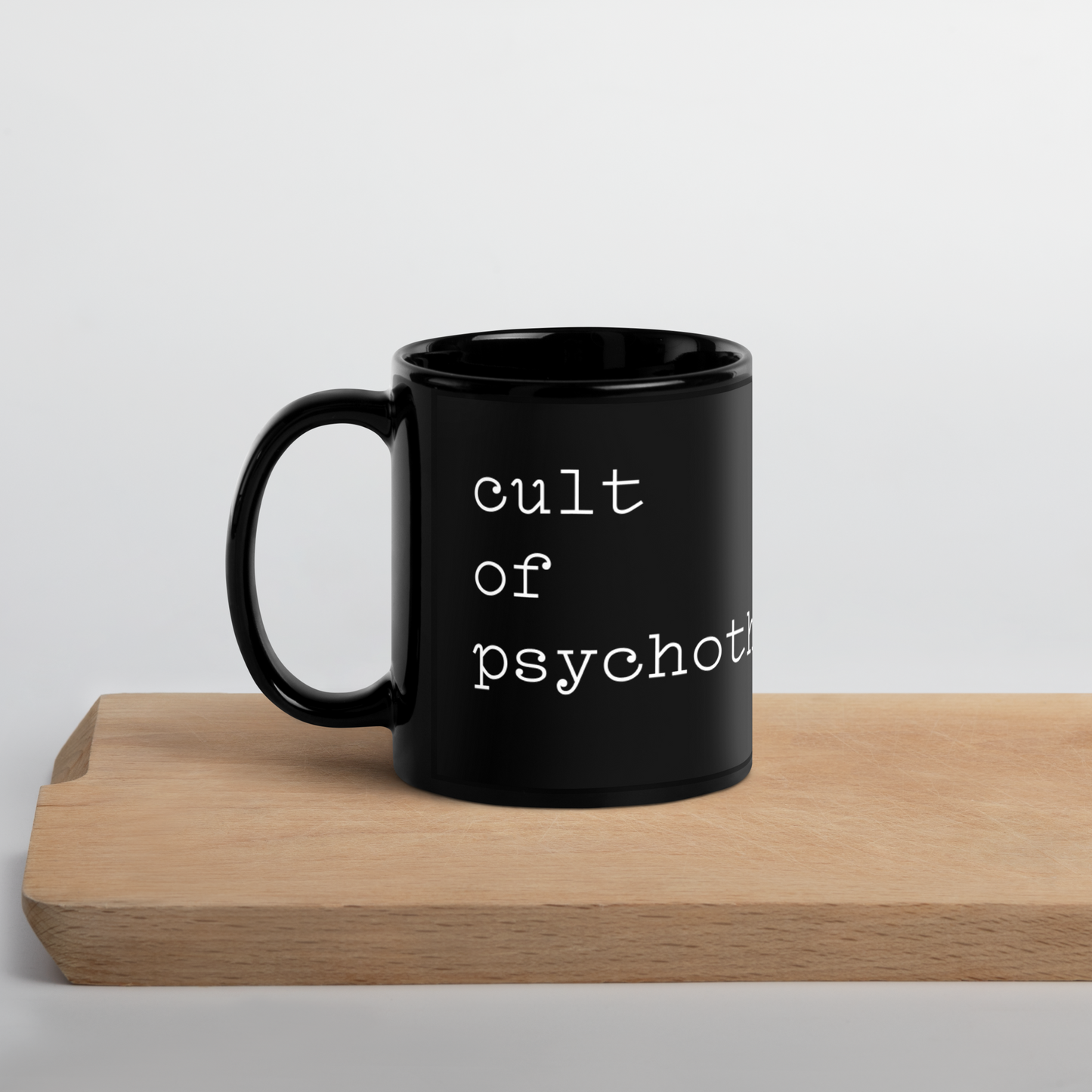 Cult of Psychotherapy Black Glossy Mug