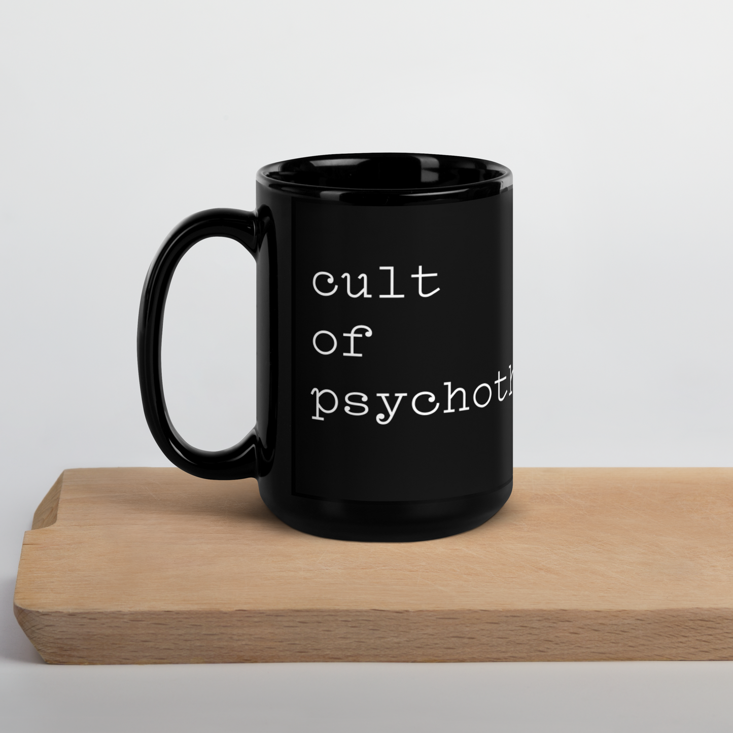 Cult of Psychotherapy Black Glossy Mug