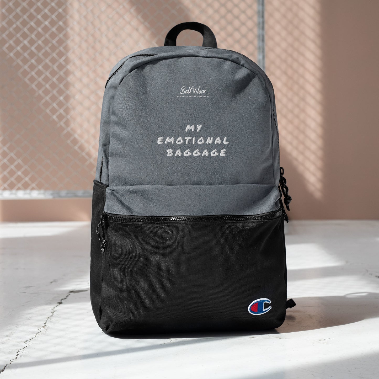 My Emotional Baggage- Embroidered Champion Backpack